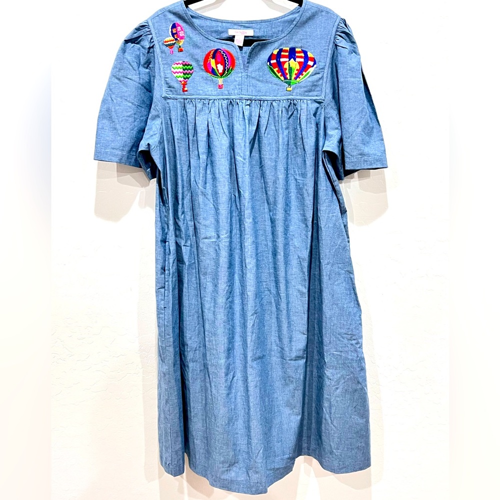 Vintage 90’s Embroidered Denim Cotton Dress